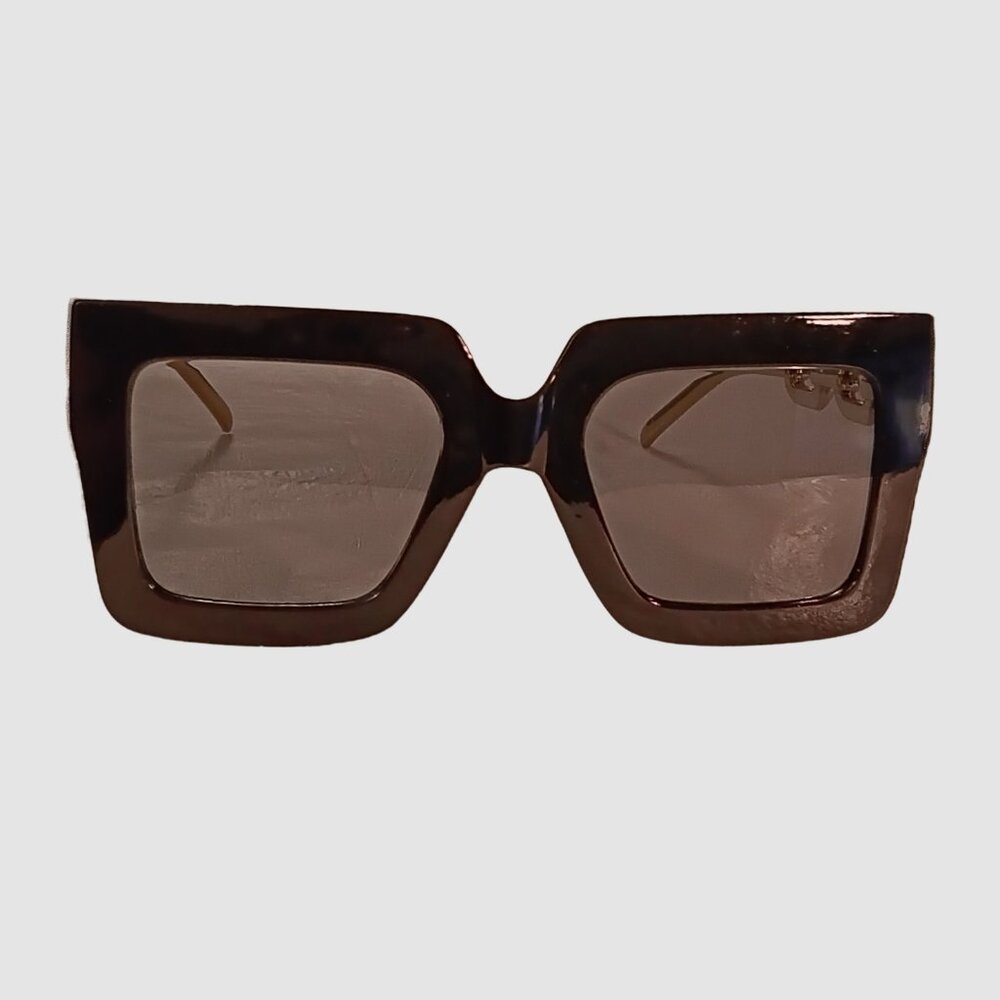 Gold Accent Sunglasses with Chunky Black Frame